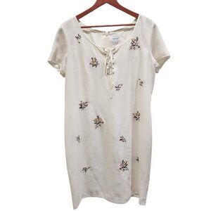 Together Women's Embroidered Lace-Up Midi Dress Size 16 Ivory Floral